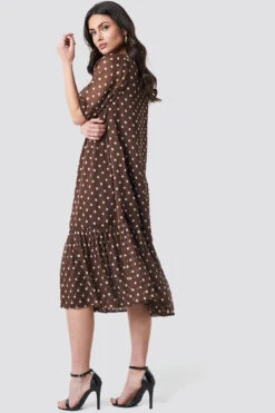 V-Neck Puff Sleeve Chiffon Dress -Na-Kd nakd v neck puff sleeve chiffon dress 1014 000285 8709 02d r