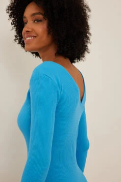 V-Neck Rib Long Sleeved Mini Dress -Na-Kd nakd v neck rib long sleeved mini dress 1100 005925 0003 0150