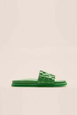 Woven Upper Leather Slippers