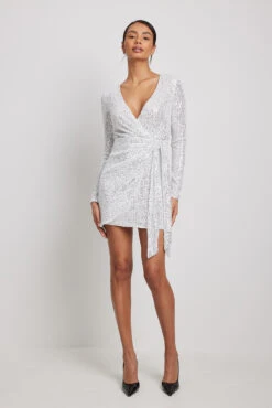 Wrap Sequin Mini Dress -Na-Kd nakd wrap sequin mini dress 1017 001872 0014 0665