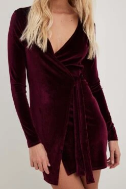 Wrap Velvet Mini Dress -Na-Kd nakd wrap velvet mini dress 1017 002186 0212 14848