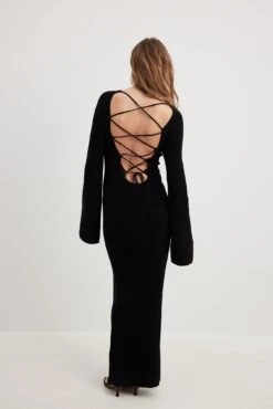 NA-KD Open Back Lace Detail Knitted Maxi Dress -Na-Kd open back lace detail knitted maxi dress 1100 006235 000219481