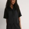 Short Sleeve Satin Shirt -Na-Kd pelican bay short sleeve satin shirt 1682 000007 0002 01a