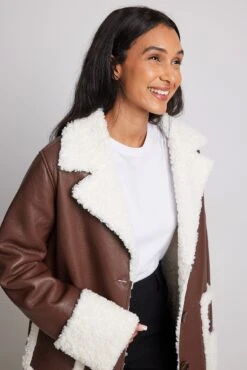 Pu Coat With Teddy Details -Na-Kd pu coat with teddy details 1736 000420 1334 03