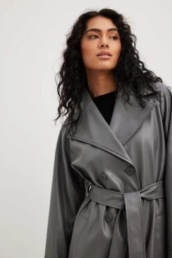 PU Detailed Trenchcoat -Na-Kd pu detailed trenchcoat 1791 000009 0008 21822