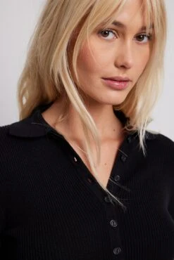 Ribbed Knitted Button Detail Mini Dress -Na-Kd ribbed knitted button detail mini dress 1727 000112 00022169