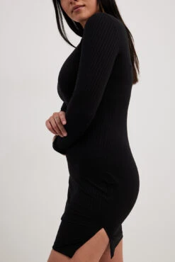 Ribbed Slit Dress -Na-Kd ribbed slit dress 1100 005909 0002 0188