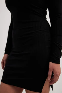 Ribbed Slit Dress -Na-Kd ribbed slit dress 1100 005909 0002 0204