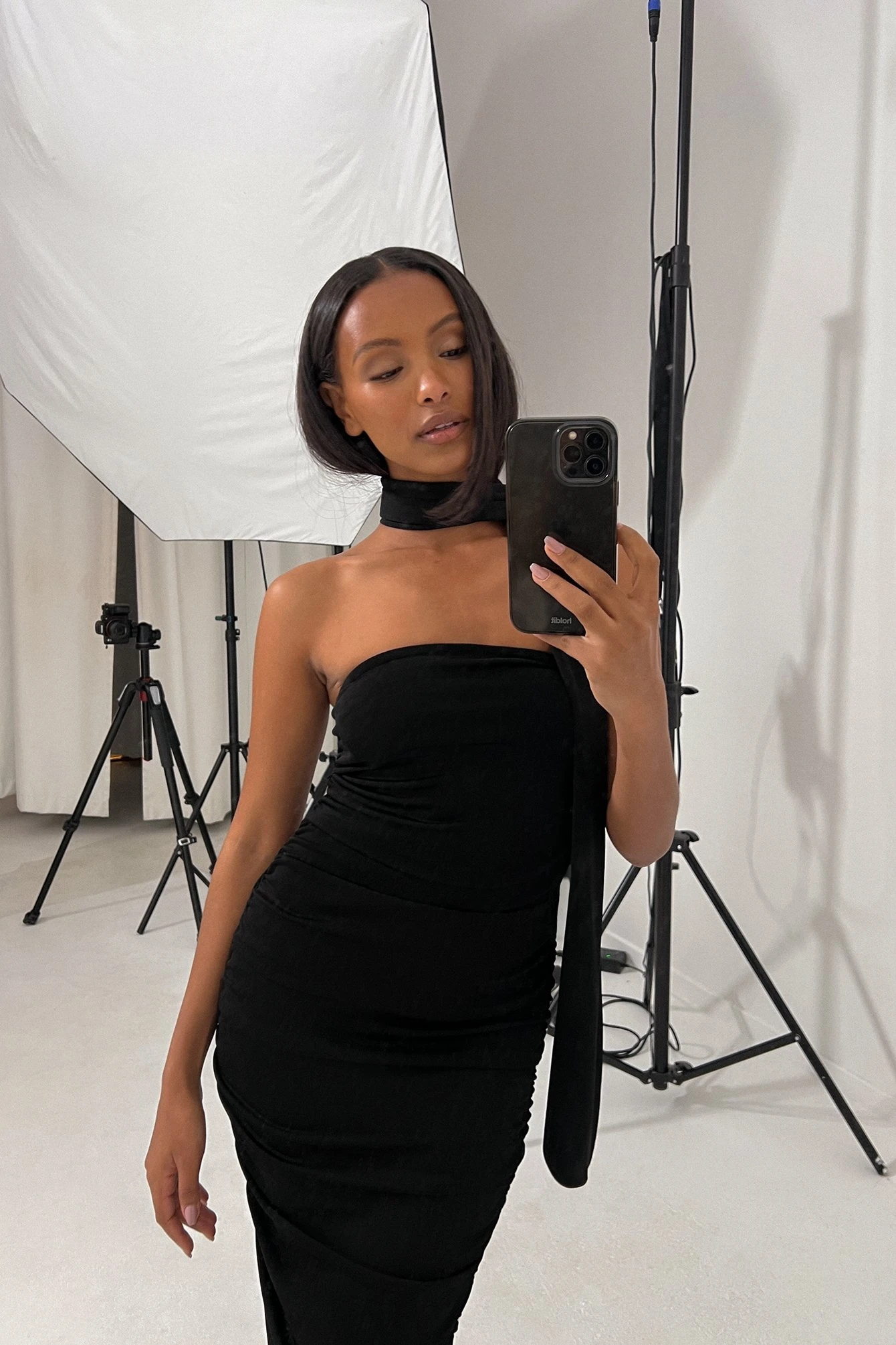 Rouched Strapless Scarf Dress 3 Rouched Strapless Scarf Dress