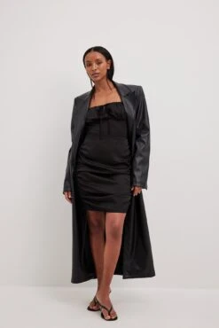 NA-KD Satin Drawstring Tie Chest Mini Dress