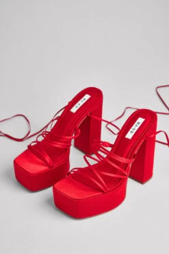 Satin Strappy Plateau Heels -Na-Kd satin strappy plateau heels 1055 001360 0004