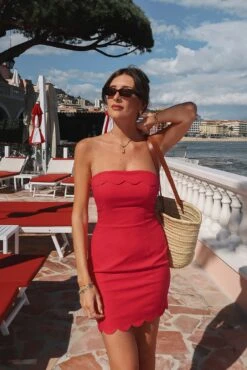 Scallop Hem Mini Dress