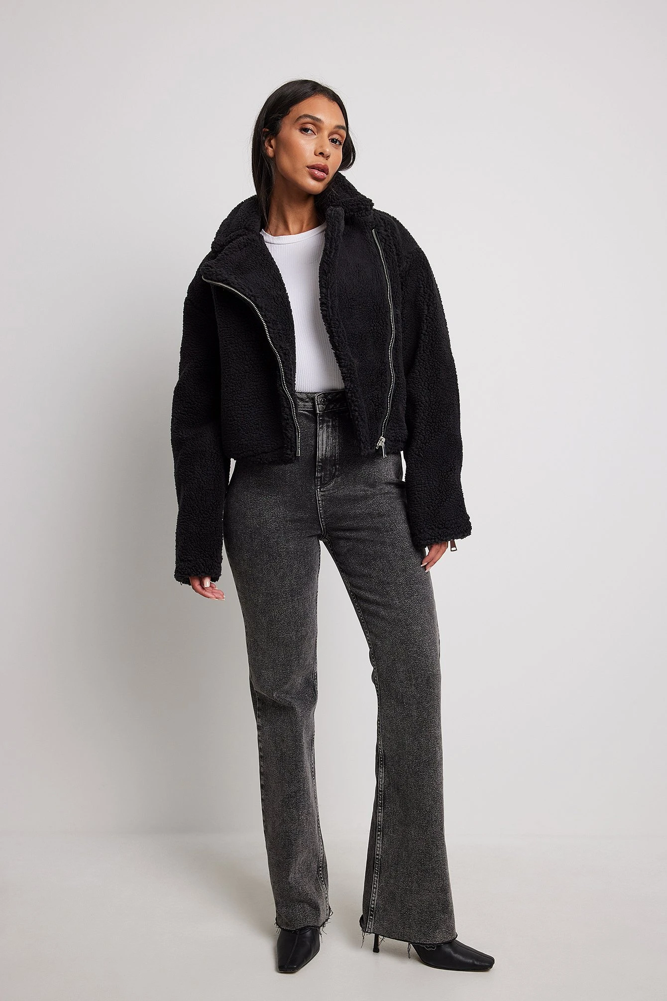 NA-KD Recycled Short Teddy Zipper Jacket 5 NA-KD Recycled Short Teddy Zipper Jacket - Image 3