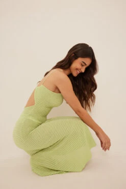 Tie Back Detail Ribbed Midi Dress -Na-Kd tie back detail ribbed midi dress 1766 000010 03243589