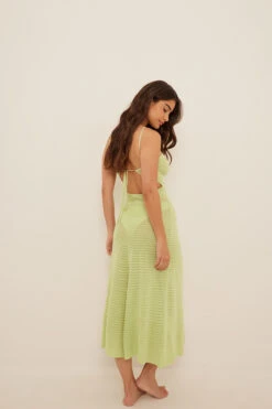 Tie Back Detail Ribbed Midi Dress -Na-Kd tie back detail ribbed midi dress 1766 000010 03243599