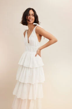 Tie Shoulder Cotton Midi Dress -Na-Kd tie shoulder cotton midi dress 1014 001603 0001 creative