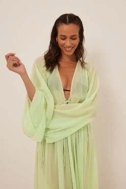 Tie Waist Chiffon Caftan Dress