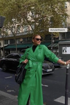 Padded Shoulder Pu Trench