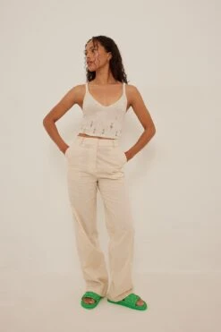 Woven Upper Leather Slippers -Na-Kd woven upper leather slippers 1055 001236 85310171