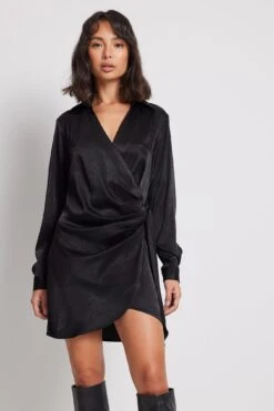NA-KD Wrap Satin Shirt Dress -Na-Kd wrap satin shirt dress 1100 006817 000212154