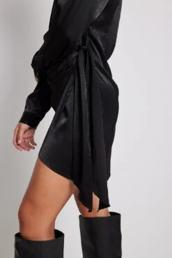 NA-KD Wrap Satin Shirt Dress -Na-Kd wrap satin shirt dress 1100 006817 000212179