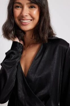 NA-KD Wrap Satin Shirt Dress -Na-Kd wrap satin shirt dress 1100 006817 000212194