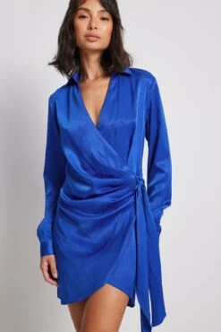NA-KD Wrap Satin Shirt Dress -Na-Kd wrap satin shirt dress 1100 006817 030512127