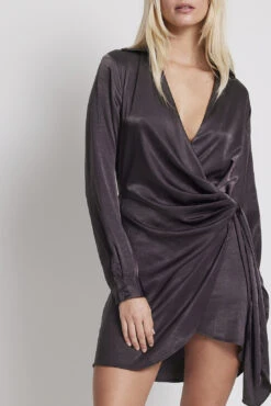 NA-KD Wrap Satin Shirt Dress -Na-Kd wrap satin shirt dress 1100 006817 001713359 1