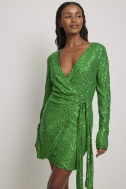 Wrap Sequin Mini Dress -Na-Kd wrap sequin mini dress 1017 001872 001021272