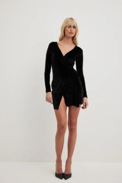 Wrap Velvet Mini Dress